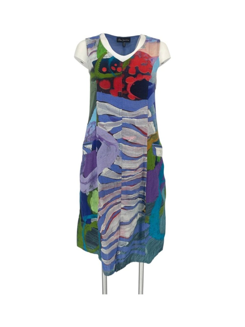 Claire Desjardins Below the Surface Abstract Art Linen Blend Dress XS Painterly